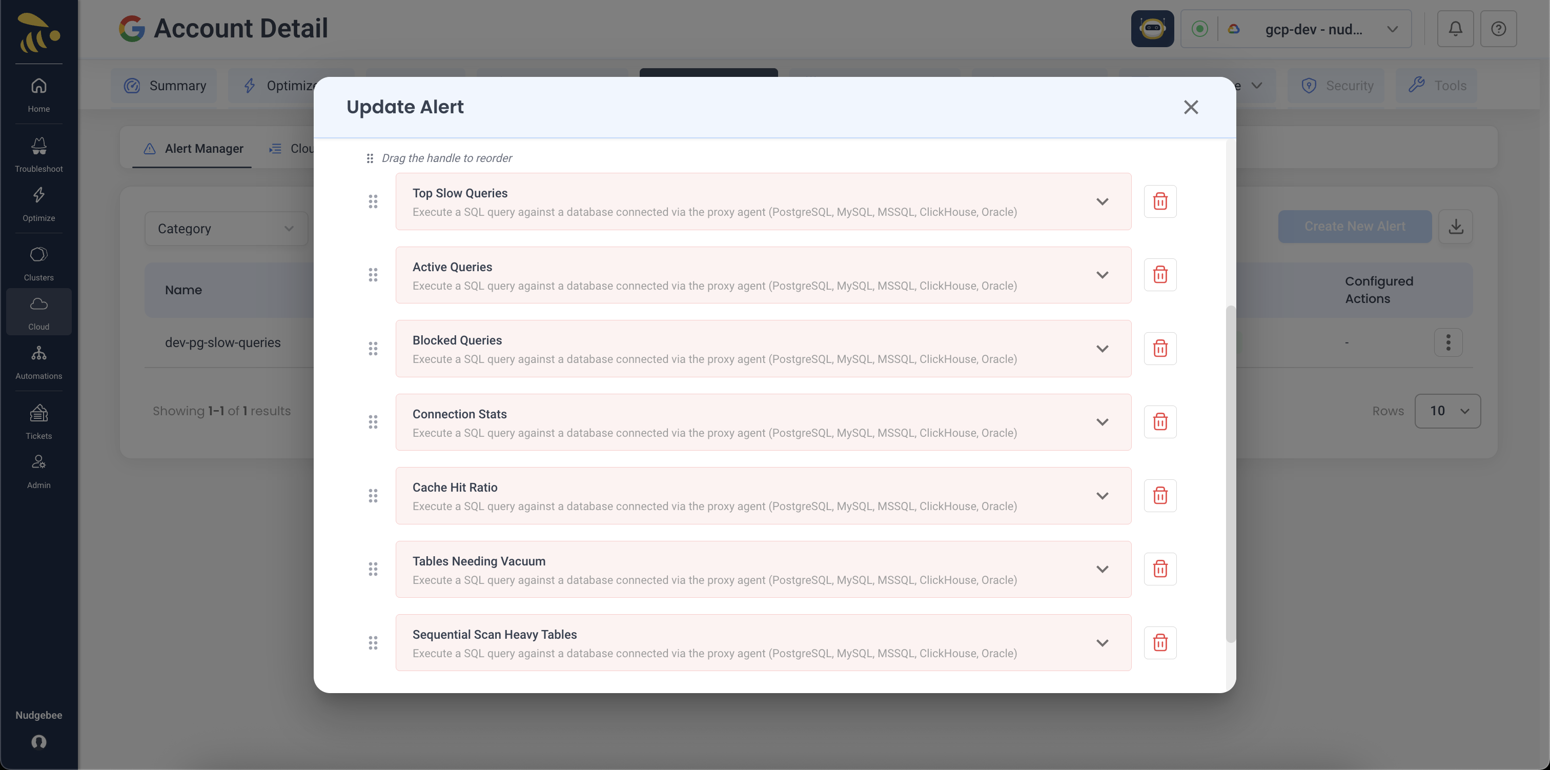 Multiple actions stacked on one alert