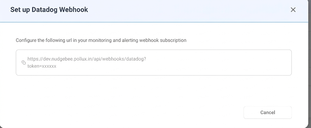 Datadog URL dialog