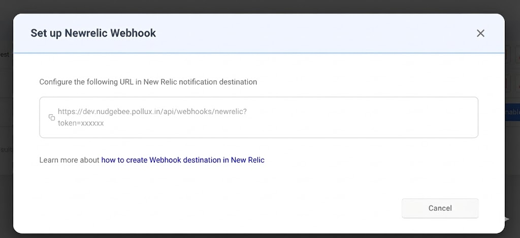 Webhook URL dialog